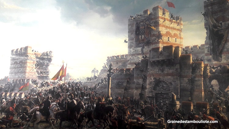 attaque de la muraille de Constantinople le 29 mai 1453. assaut final donné par Mehmet II le conquérant