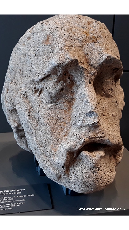 Homère, sculpture, musée de Troie